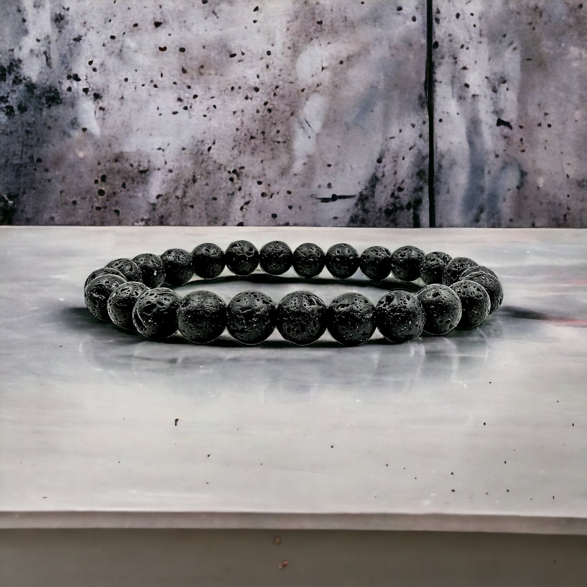Union - Smooth Lava Rock Gemstone Beaded Bracelet